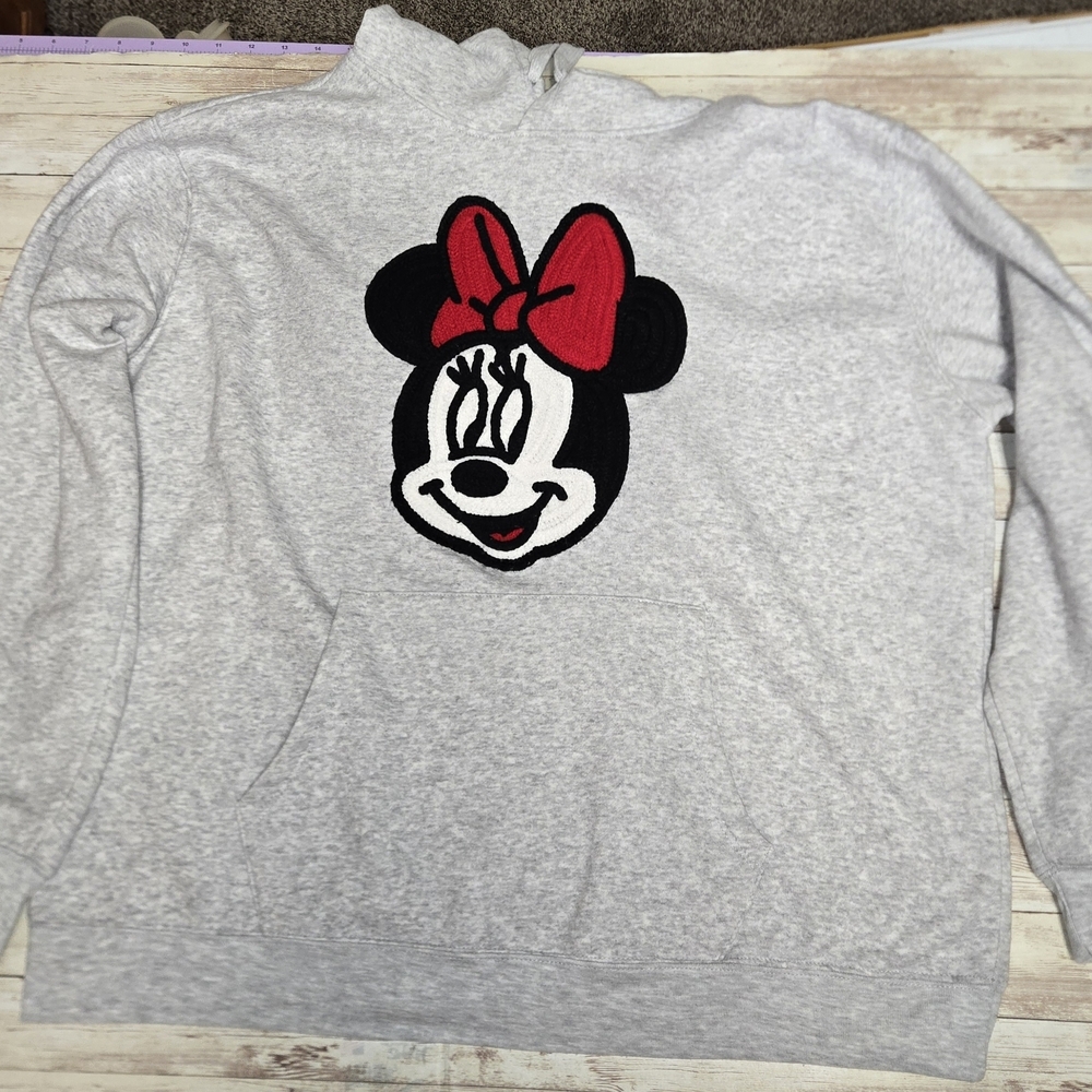 Disney Minnie Mouse Hoodie XXL Gray Embroidered Applique EUC - Picture 13 of 13